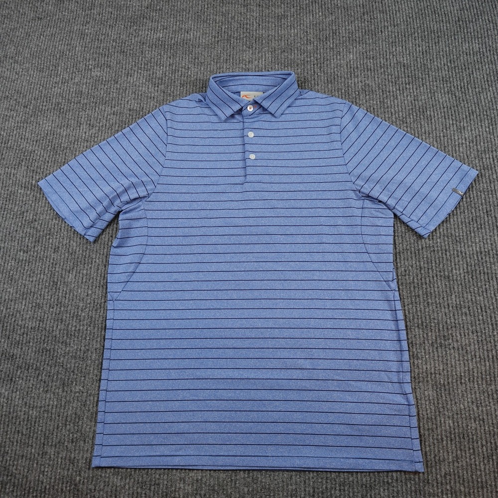 KJUS Polo Shirt Mens Small Blue Stripe Golf UPF50 Comfort Fit Performance